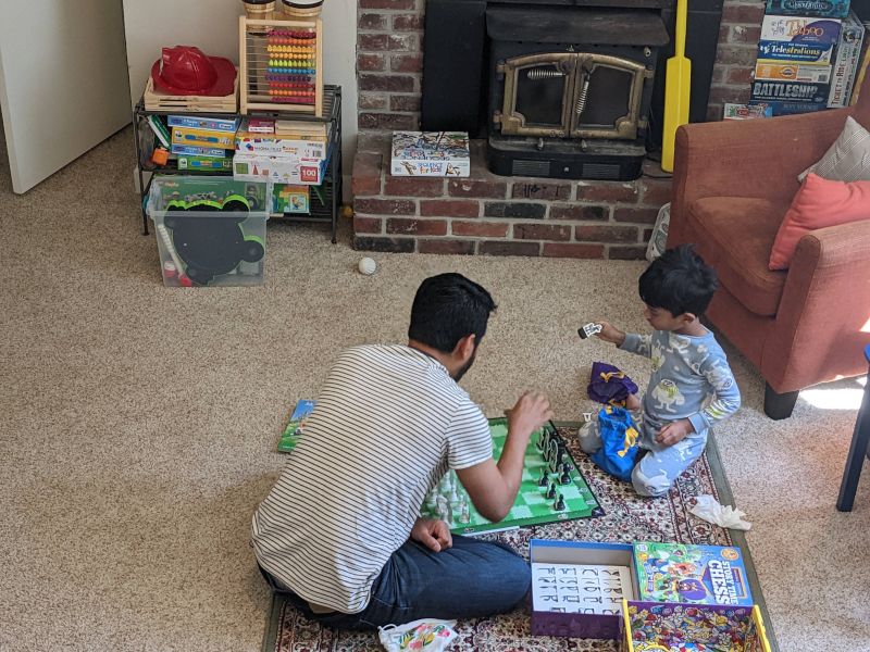 Kedar Teaching His Young Cousin How to Play Chess
