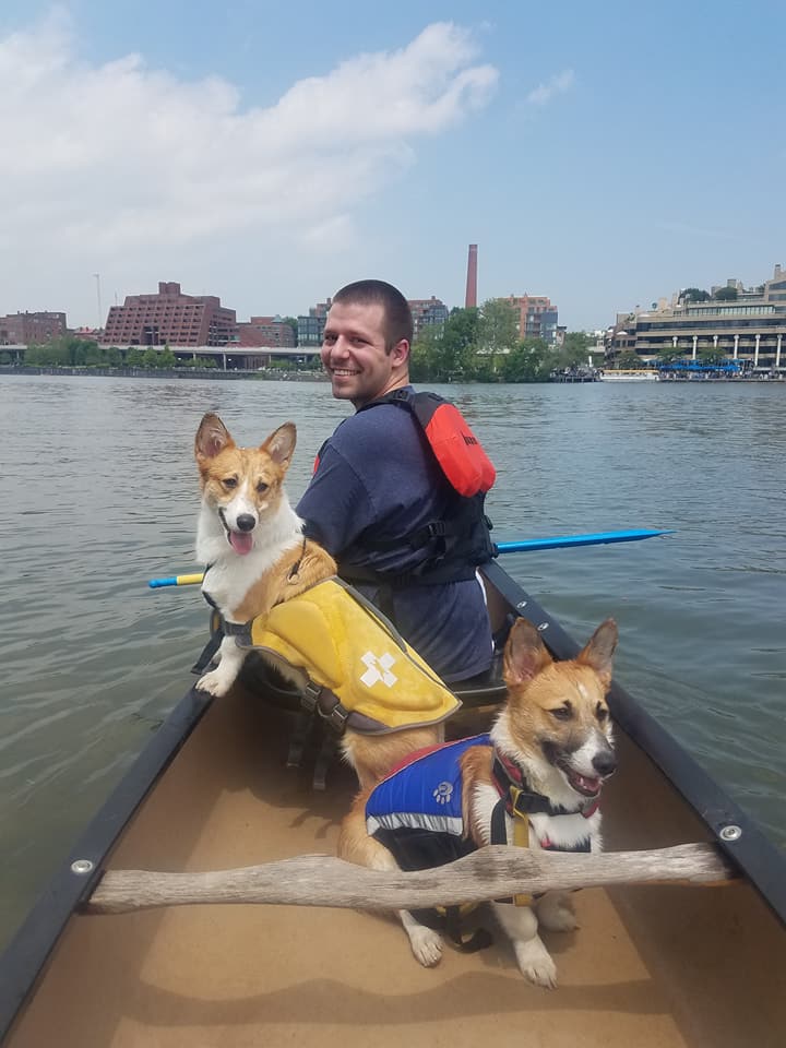 Derek Kayaking With the Dogs