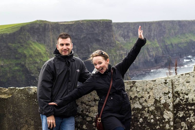 In Ireland, at the Cliffs of Mohr, Having Fun in the Rain!