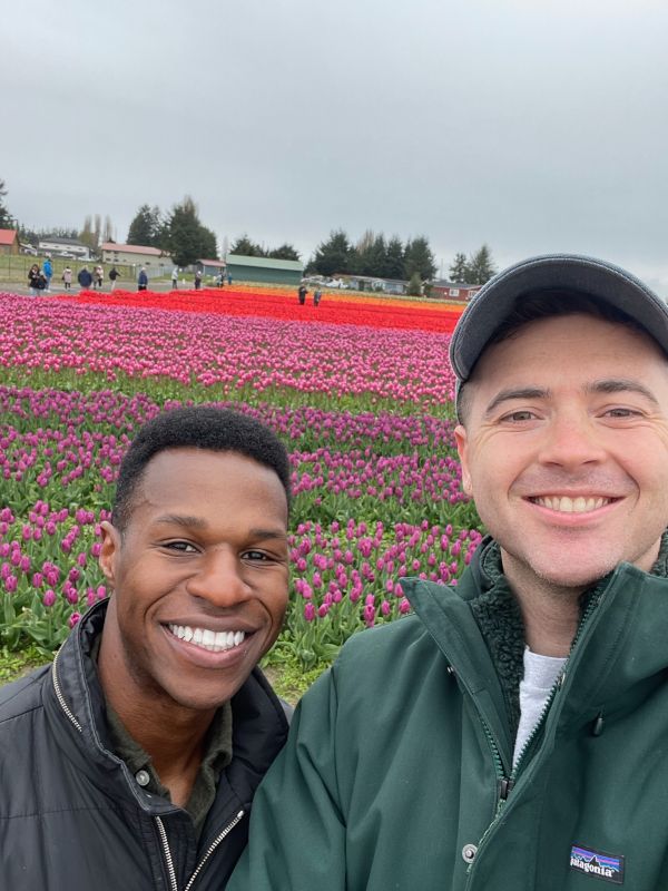 Walking through a Tulip Field