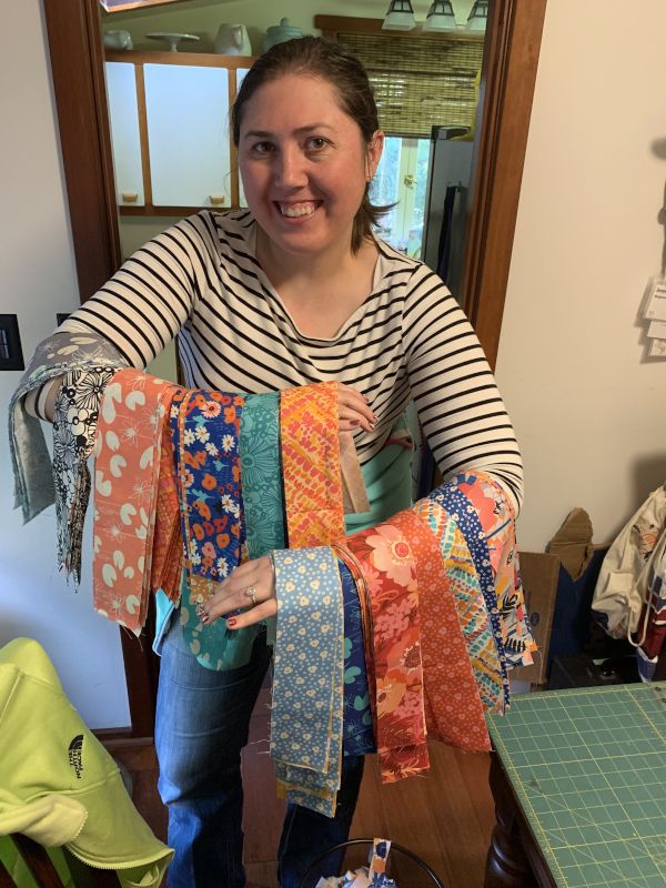 Jamie Working on a Quilt