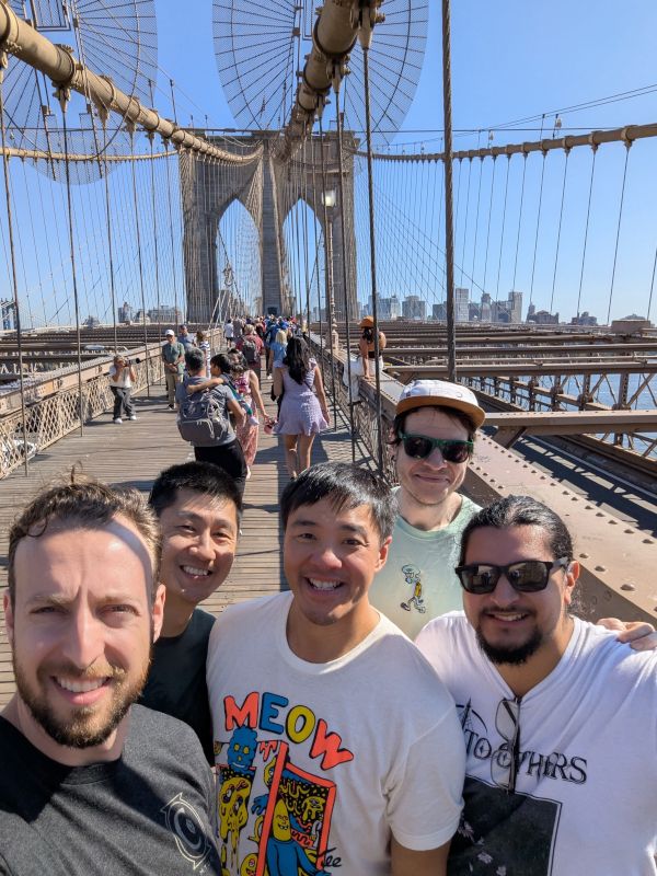 Crossing the Brooklyn Bridge with Friends