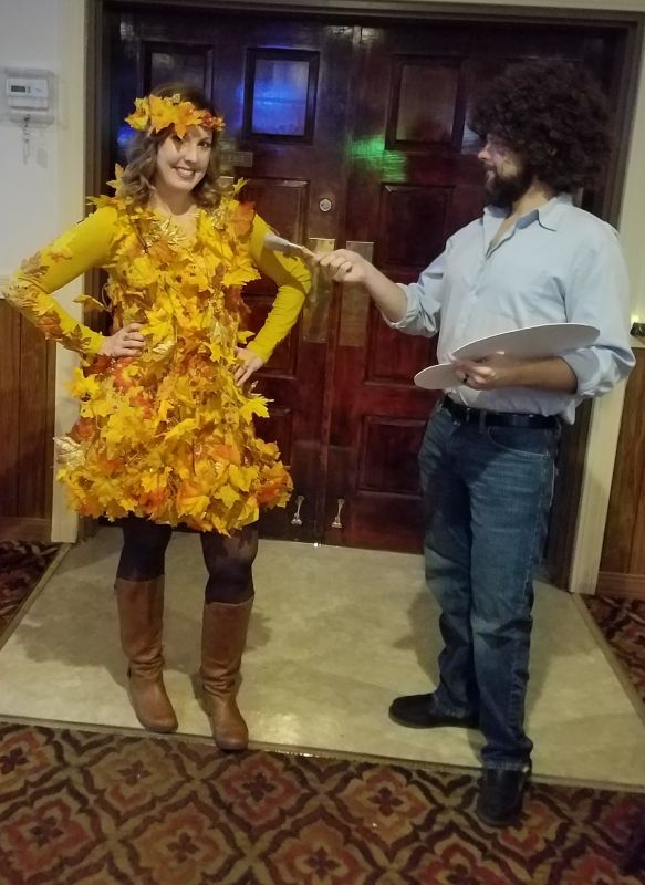 Bob Ross & 'The Happy Little Tree' at a Halloween Party